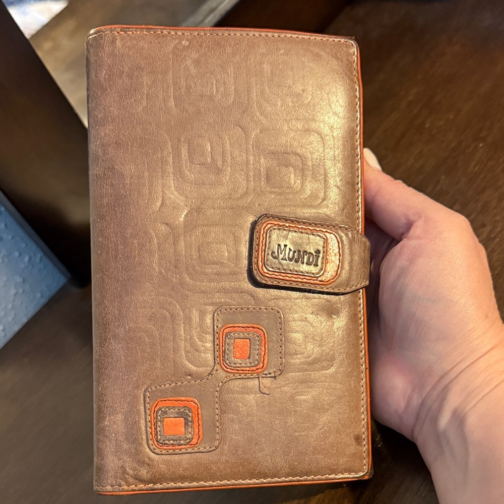 Mundi Brown and Orange Leather Wallet